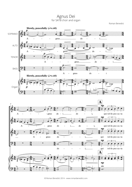 Agnus Dei For Satb Choir And Organ Sheet Music