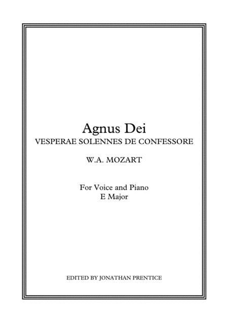 Free Sheet Music Agnus Dei Vesperae Solennes De Confessore