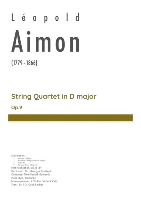 Aimon String Quartet In D Major Op 9 Sheet Music