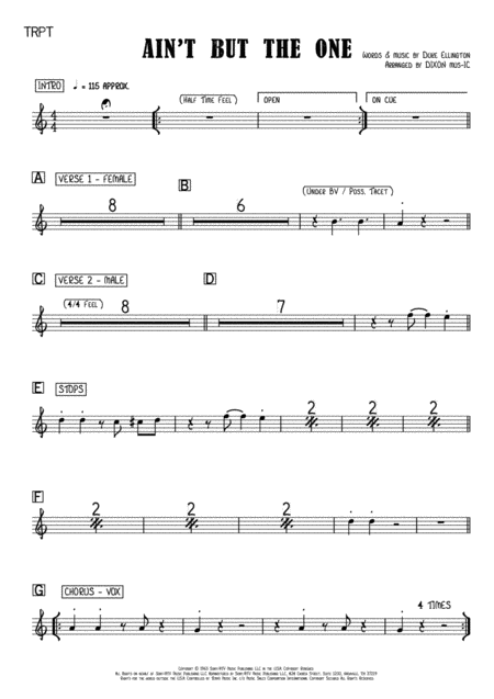 Aint But The One Vocals Rhythm Section Horn Section Sheet Music