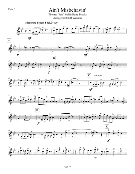 Free Sheet Music Aint Misbehavin Flute 3