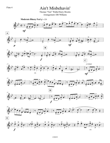 Free Sheet Music Aint Misbehavin Flute 4