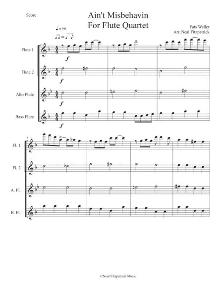 Free Sheet Music Aint Misbehavin For Flute Ensemble