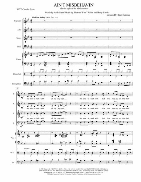 Aint Misbehavin Satb Piano Combo Score And Parts Sheet Music