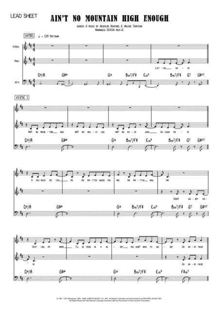 Aint No Mountain High Enough Lead Sheet Sheet Music