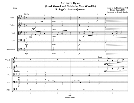 Free Sheet Music Air Force Hymn Lord Guard And Guide String Orchestra Or String Quartet Intermediate