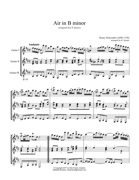 Air In B Minor For Guitar Trio Sheet Music