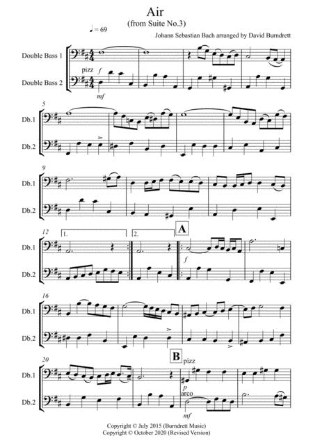 Free Sheet Music Air On A G String For Double Bass Duet