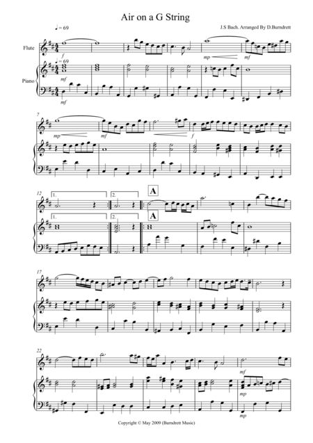 Air On A G String For Flute And Piano Sheet Music