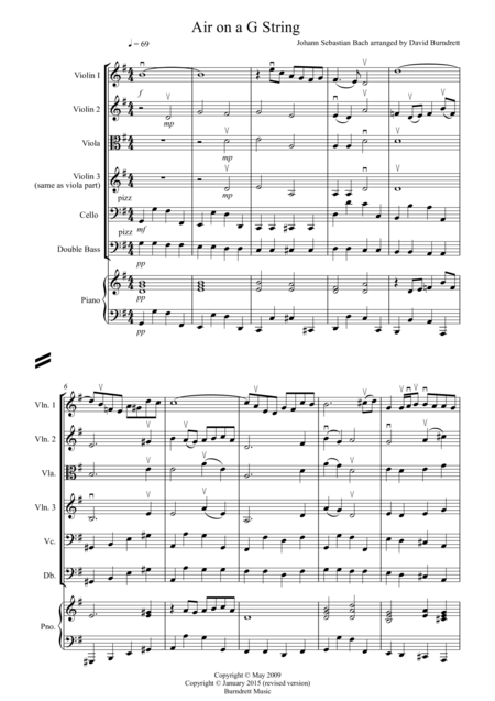 Air On A G String For String Orchestra Sheet Music