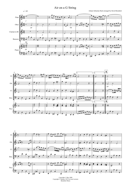 Air On A G String For Wind Quartet Sheet Music