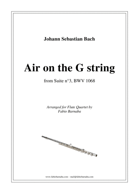 Air On The G String For Flute Quartet Or Flute Choir Sheet Music