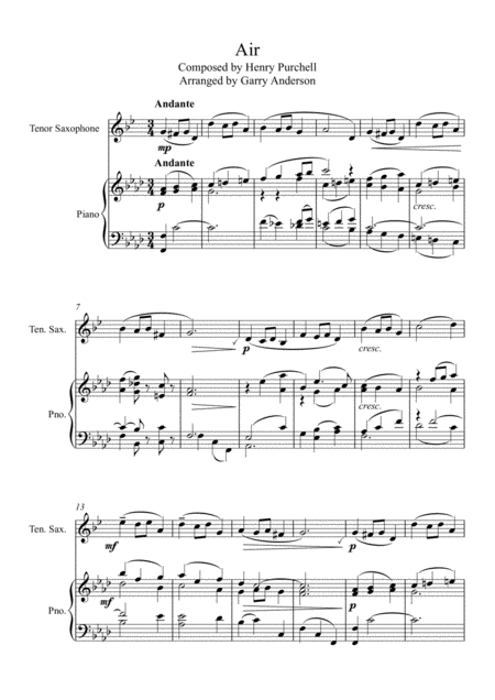 Free Sheet Music Air Tenor Saxophone With Piano Accompaniment