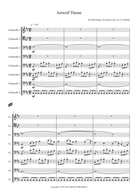 Airwolf Theme For Cello Ensemble Sheet Music