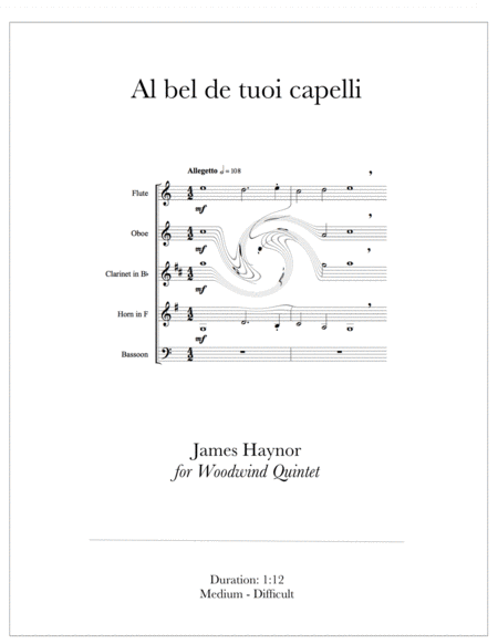 Al Bel De Tuoi Capelli For Woodwind Quintet Sheet Music