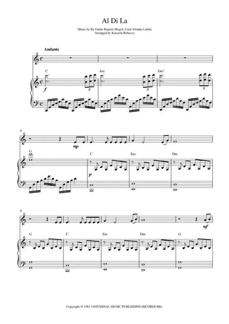 Al Di La Oboe Solo And Piano Accompaniment Sheet Music