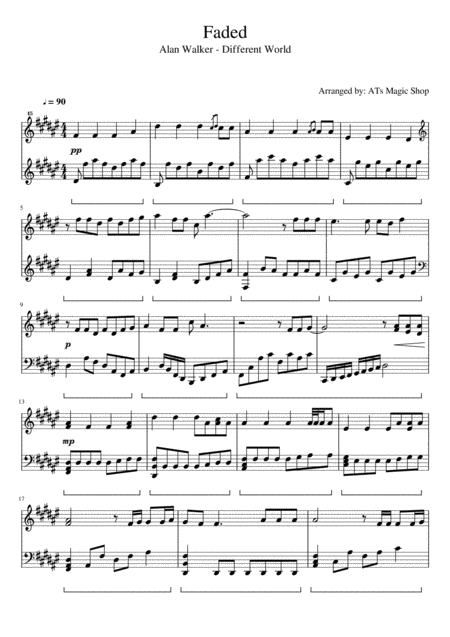 Alan Walker Faded Piano Cover Sheet Music