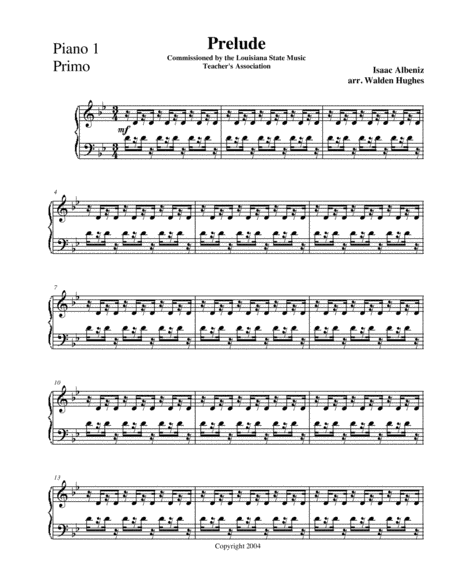 Free Sheet Music Albeniz Leyenda Legend Prelude