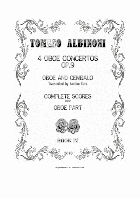 Albinoni Four Concertos Op 9 For Oboe And Cembalo Or Piano Scores And Part Sheet Music