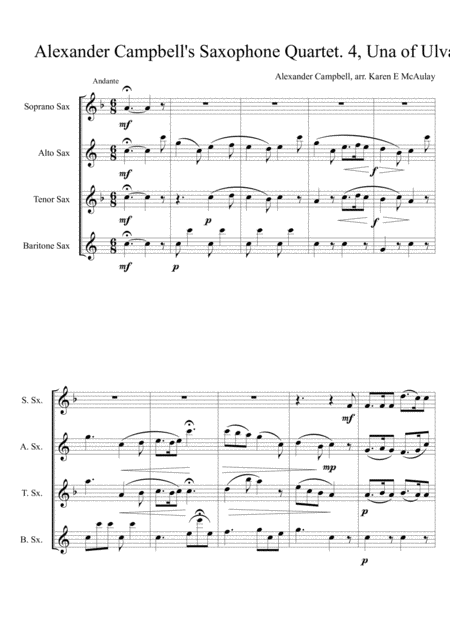 Free Sheet Music Alexander Campbells Saxophone Quartet 4th Movement Una Of Ulva