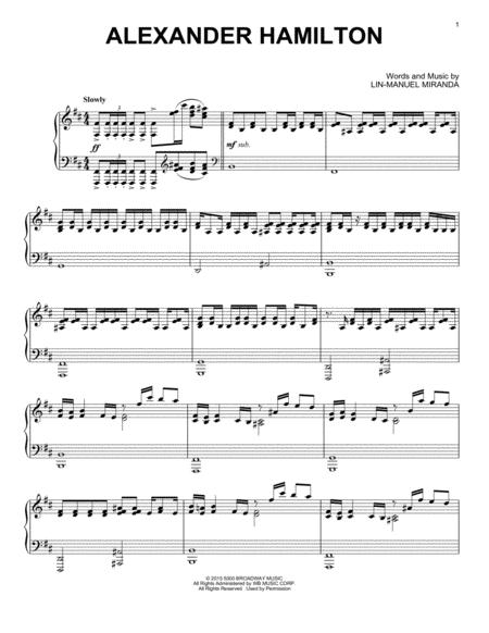 Alexander Hamilton From Hamilton Arr David Pearl Sheet Music