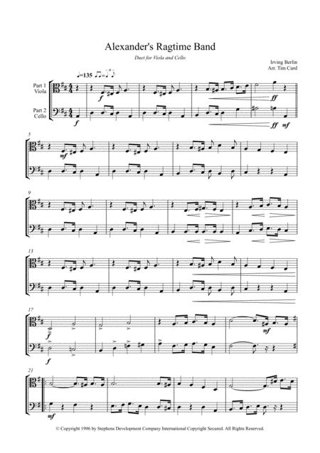 Alexander Ragtime Band Duet For Viola And Cello Sheet Music