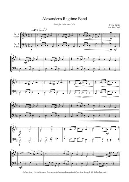 Alexander Ragtime Band Duet For Violin And Cello Sheet Music