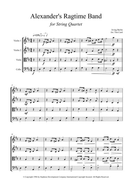 Alexander Ragtime Band For String Quartet Sheet Music