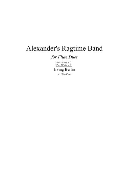 Alexanders Ragtime Band Flute Duet Sheet Music