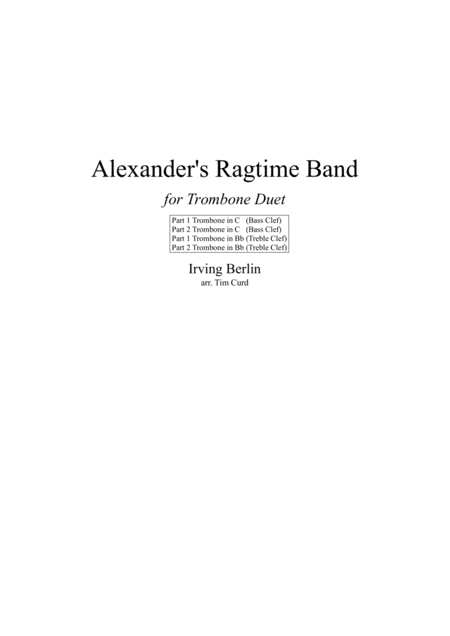 Free Sheet Music Alexanders Ragtime Band Trombone Duet