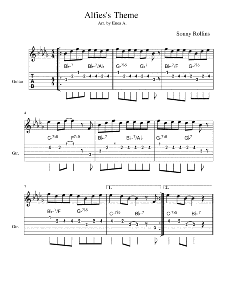 Alfies Theme Sheet Music