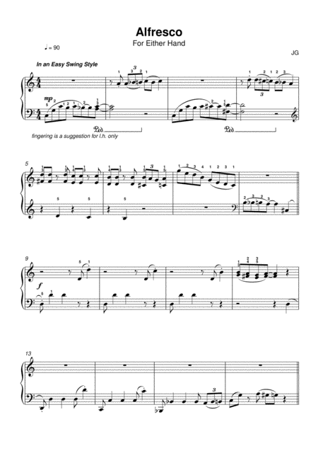 Alfresco For Left Hand Piano Sheet Music