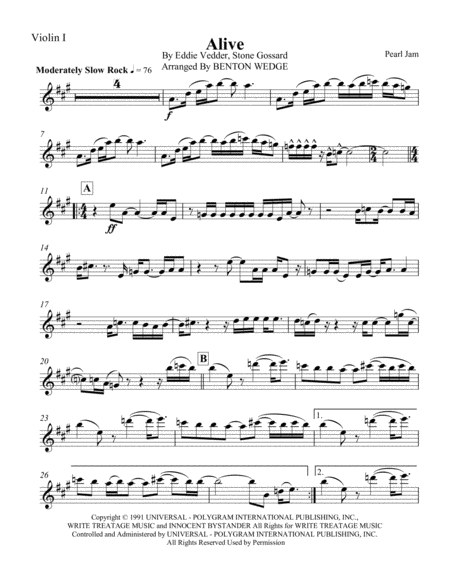 Alive String Quartet Sheet Music