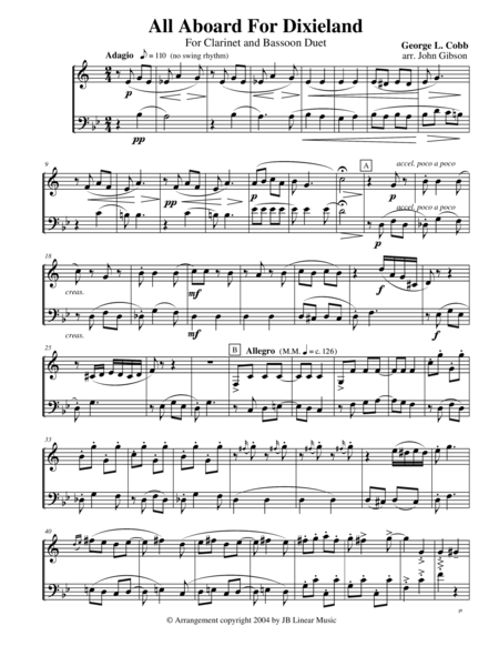 All Aboard For Dixieland For Clarinet And Bassoon Duet Sheet Music