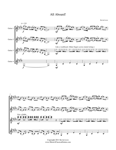 All Aboard Guitar Quartet Score And Parts Sheet Music