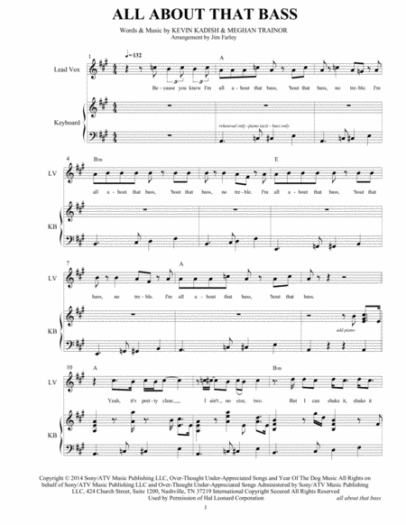 Free Sheet Music All About That Bass For 6 Piece Horn Band