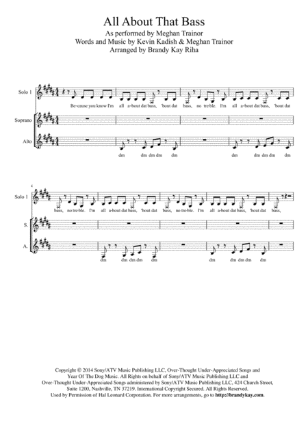 All About That Bass Ssa A Cappella Sheet Music