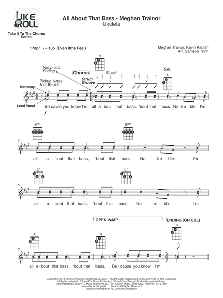 All About That Bass Ukulele Bass Sheet Music