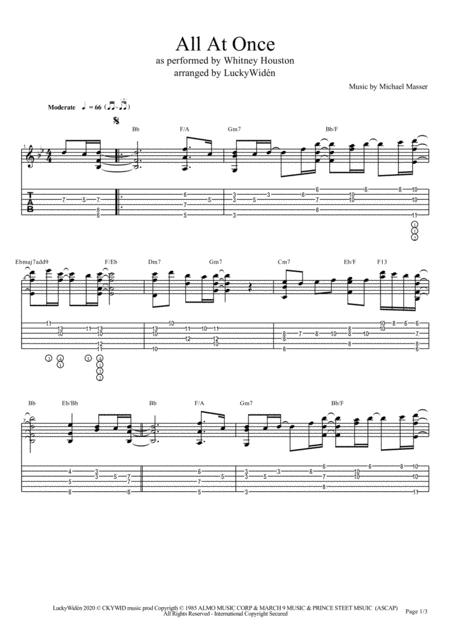 Free Sheet Music All At Once For Fingerstyle Guitar