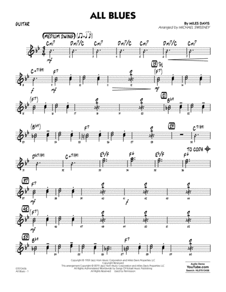 Free Sheet Music All Blues Arr Michael Sweeney Guitar