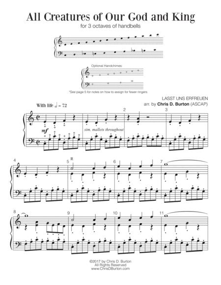 Free Sheet Music All Creatures Of Our God And King 3 Octaves Handbells