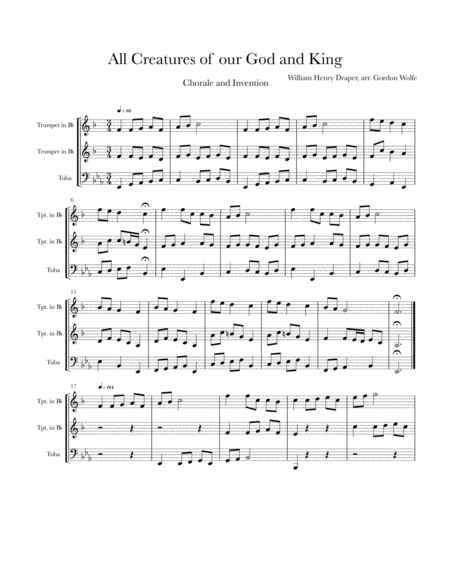 All Creatures Of Our God And King Chorale And Invention Sheet Music