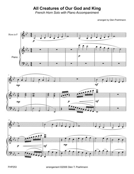 Free Sheet Music All Creatures Of Our God And King Horn Solo With Piano Accompaniment
