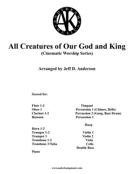 Free Sheet Music All Creatures Of Our God And King Instrumental For Orchestra