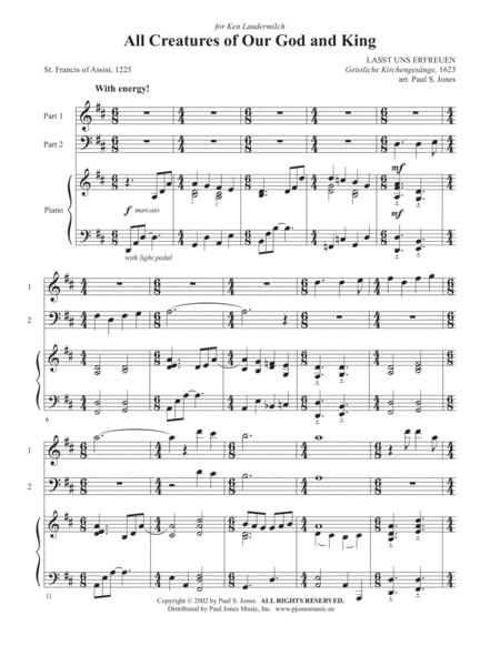 Free Sheet Music All Creatures Of Our God And King Trio