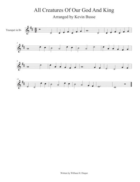 Free Sheet Music All Creatures Of Our God And King Trumpet
