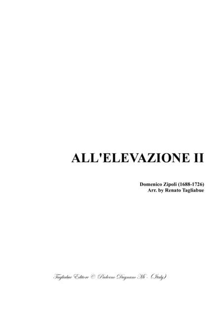 All Elevazione Ii D Zipoli Arr For Satb Choir In Vocalization Sheet Music