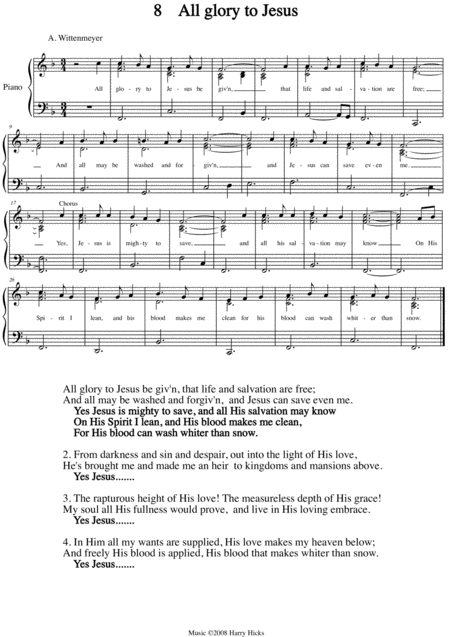 Free Sheet Music All Glory To Jesus A New Tune To A Wonderful Old Hymn
