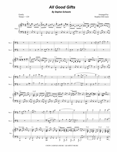 All Good Gifts From Godspell Trombone Duet Sheet Music