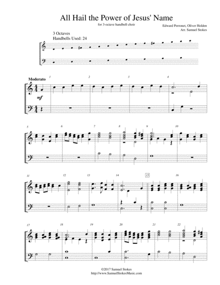 All Hail The Power Of Jesus Name For 3 Octave Handbell Choir Sheet Music